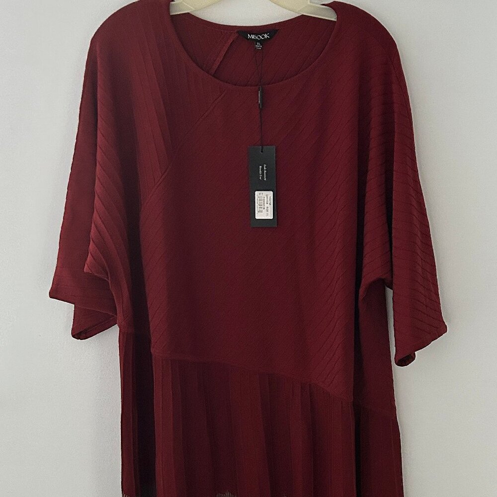 NWT MISOOK Textured Stripe Knit Midi Dress Rust Tones Size XL Women's